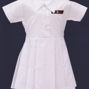 Kids White Pleated Frock with Monogram – Pre-Nursery to KG-II